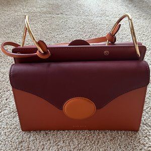 Danse Lente Phoebe Orange And Brown Phoebe Leather Shoulder Bag